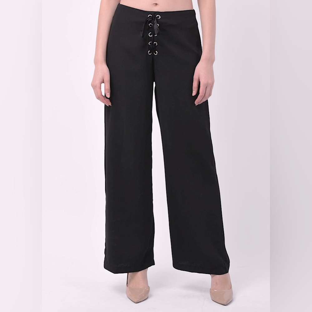 Black Front Eyelet Lace Up Trouser Pants!